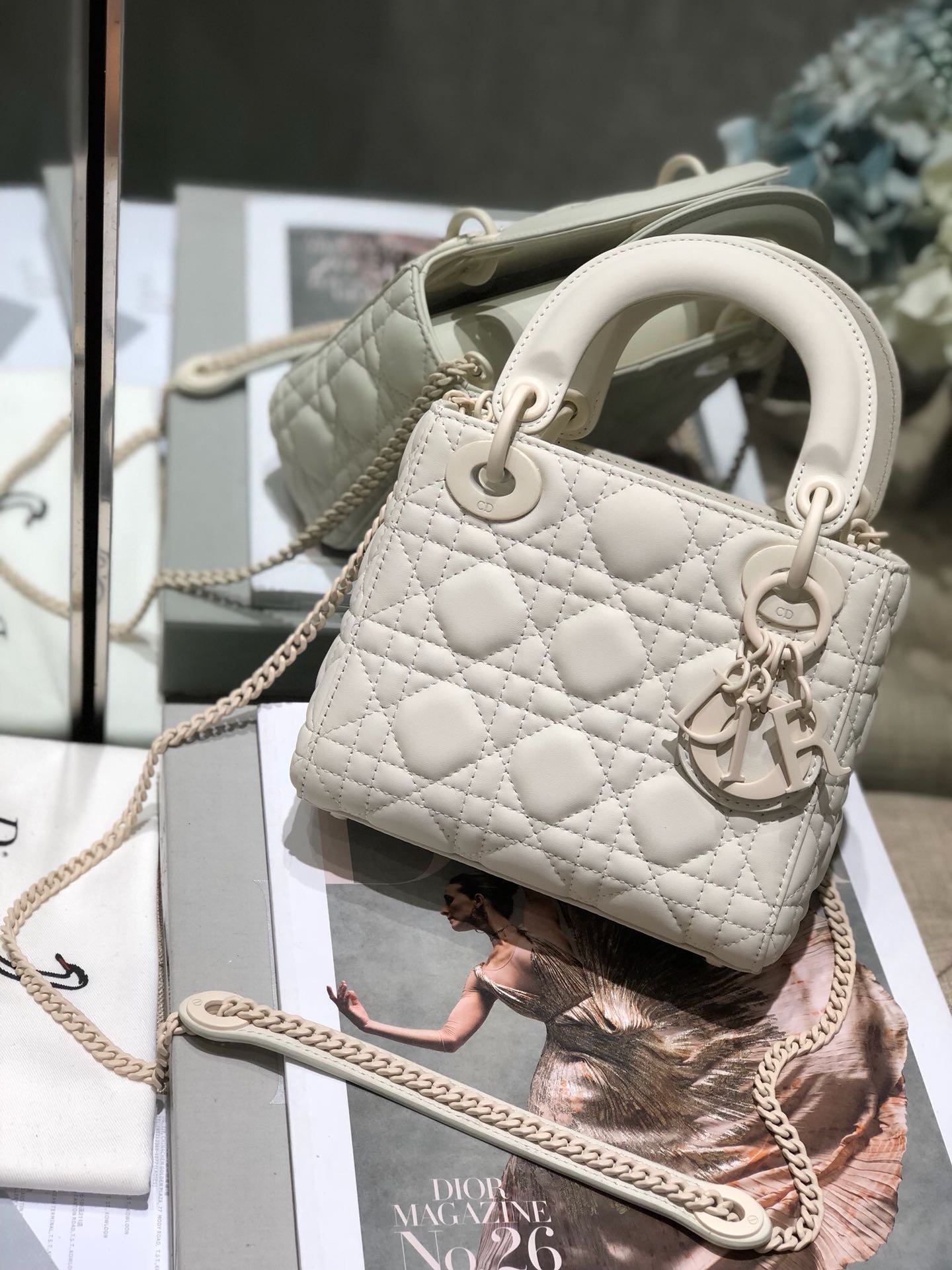 Mini Lady Dior Bag Latte Ultramatte Cannage Calfskin